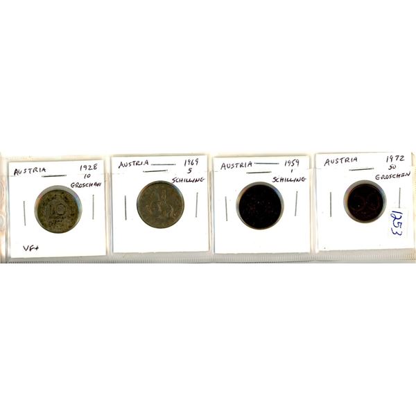 4 Austrian Coins 1928-1972