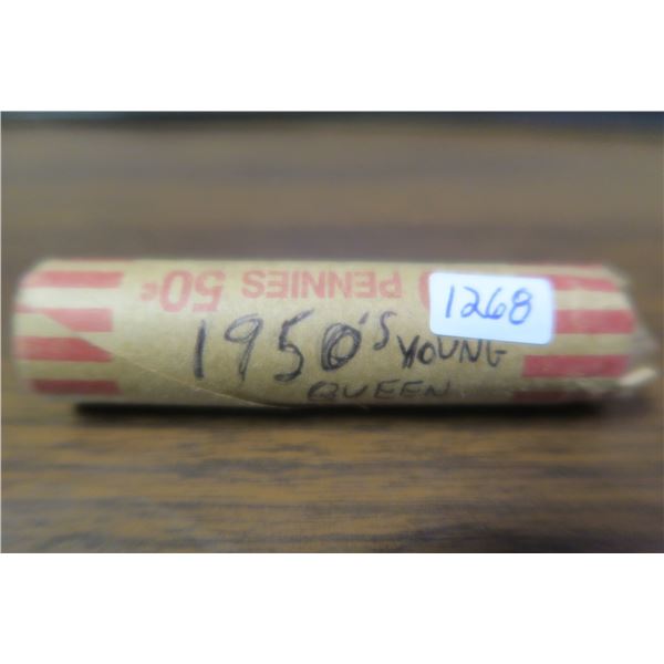 Roll of 1950s Young Queen Pennies