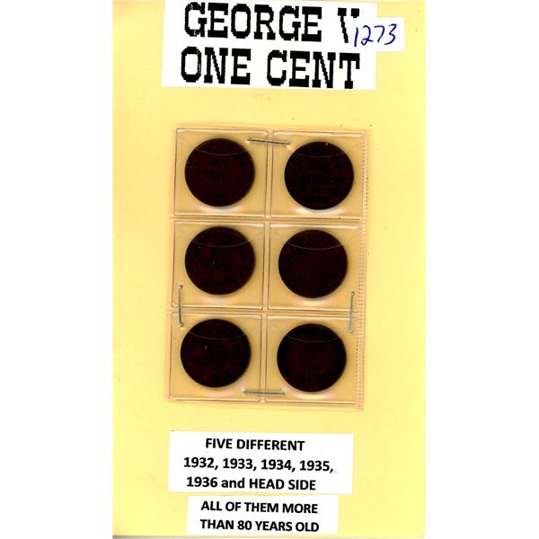 George V Once Cent Collection. 1932, 33, 34, 35, 36 And Head Side