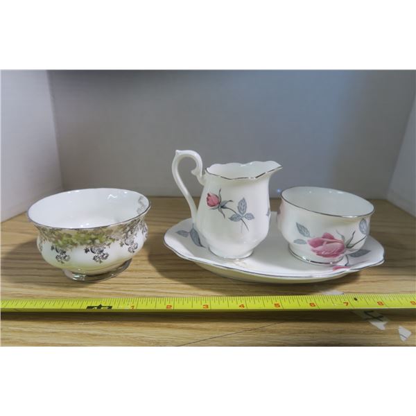 Royal Albert Creamer and Sugar With Tray and Extra Royal Albert Sugar Bowl