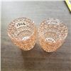 Image 5 : (2) Vintage pink depression glass holiday buttons and bows 10oz  flat tumblers 4" tall