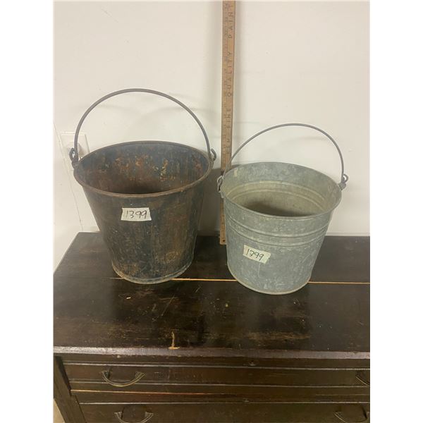 2 Galvanized Pails With Handles