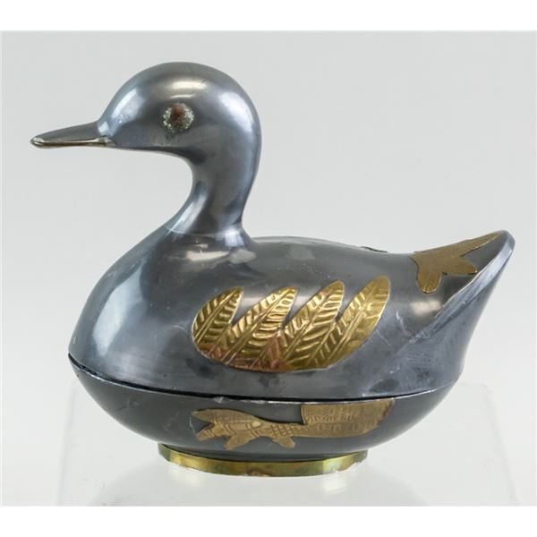 Chinese Metal Gilt Duck