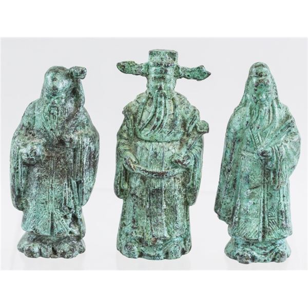 Set of 3 Chinese Fu Lu Shou Bronze Statues