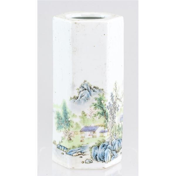 Chinese Famille Rose Hexagonal Vase