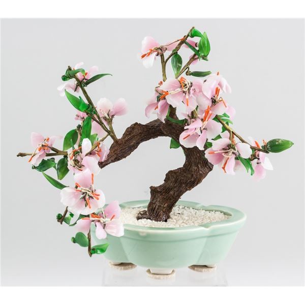 Chinese Hardstone Carved Tree with Pot