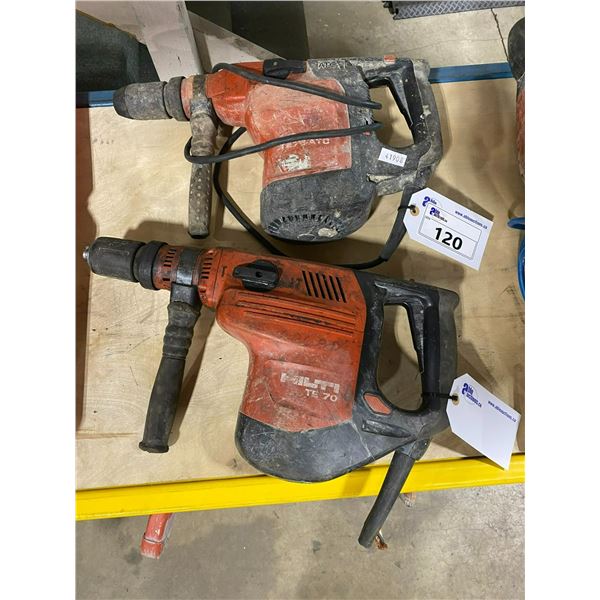 HILTI TE 76-ATC ELECTRIC HAMMER DRILL AND HILTI TE 70 HAMMER DRILL (POWER CORD CUT)