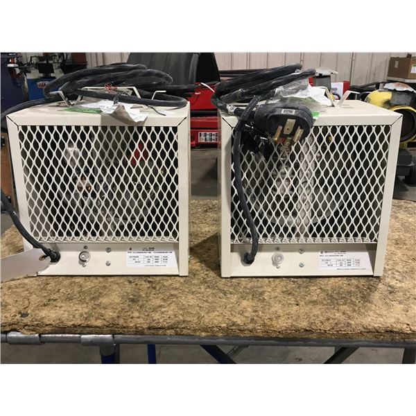 PAIR OF OUELLET OCC4800AM-MO-TB6 WHITE SINGLE PZ 240V AC 4800 WATT COMMERCIAL ELECTRIC HEATERS