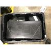 Image 2 : BLACK BIN OF ASSORTED HOUSEHOLD ELECTRONICS, TOOLS & ELECTRONIC OPEN SIGN