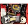 Image 2 : RED TOOL SORTING BIN WITH ASSORTED HOLE SAWS & CUTTING DISCS