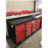 Image 2 : RED STEELMAN 10 DRAWER 2 DOOR WORKBENCH H36" X W88" X D26" WITH ANTI-SLIP LINING