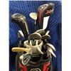 Image 2 : RED BURTON GOLF BAG WITH 12 ASSORTED RIGHT HANDED GOLF CLUBS