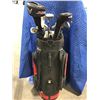 Image 3 : RED BURTON GOLF BAG WITH 12 ASSORTED RIGHT HANDED GOLF CLUBS