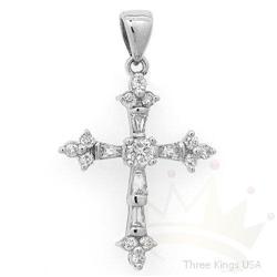 Jewelry .70 ctw Diamond Cross Pendant 18K Gold