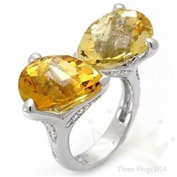 Ring 14.52 ctw Citrine & Diamond 14K White Gold