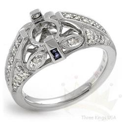 Semi-mount .39 ctw Sapphire & Diamond 14K W Gold