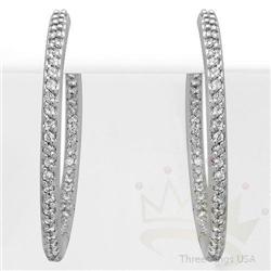 Jewelry .76ct Diamond Hoop Earrings 14K White Gold