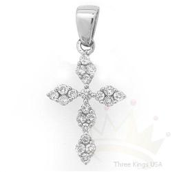 Jewelry .25 ctw Diamond Cross Pendant 14K W Gold