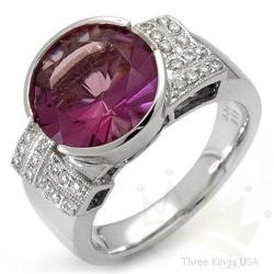 Ring 3.81 ctw Amethyst & Diamond 18K White Gold