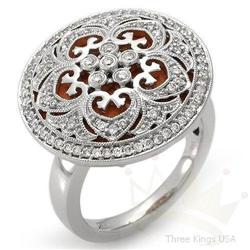 Ring 10.24 ctw CCoral & Diamond 14K White Gold