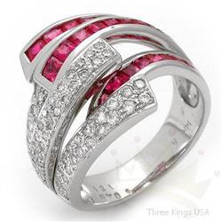Fine Jewelry Ring 2.10ctw Ruby & Diamond 14K White Gold