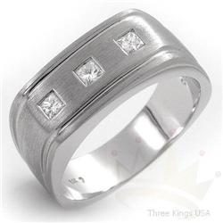 Jewelry .32 ctw Diamond Men's Ring 14K White Gold