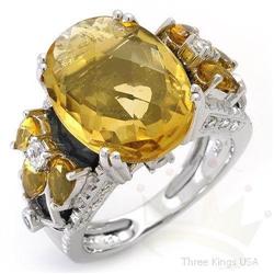 Ring 15.53 ctw Onyx, Topaz, Citrine & Diamond 18K Gold