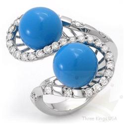 Ring 8.13 ctw Turquoise & Diamond 14K White Gold