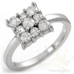 Jewelry 1.0 ctw Diamond Cluster Ring 14K White Gold