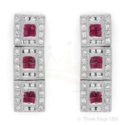 Earrings 0.85 ctw Ruby & Diamond 14K White Gold