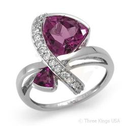 Ring 3.02 ctw Amethyst & Diamond 14K White Gold