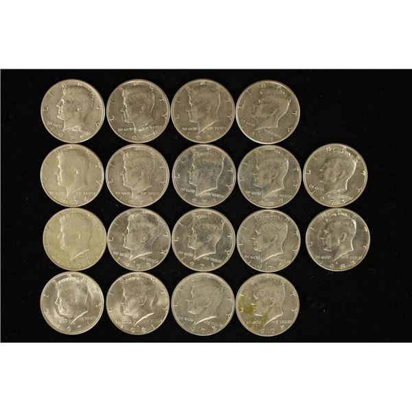 18 ASSORTED KENNEDY HALF DOLLARS