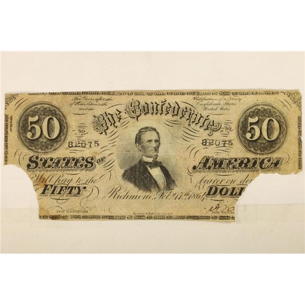 1864 CONFEDERATE STATES OF AMERICA $50 AS SHOWN