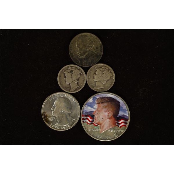 SILVER 5 COIN LOT, 1943-P 35% SILVER JEFFERSON