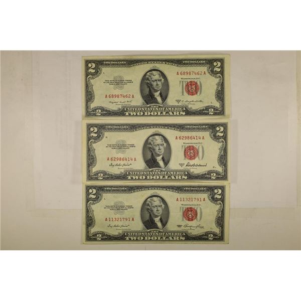 1953, 1953-A & 1953-B $2 RED SEAL NOTES