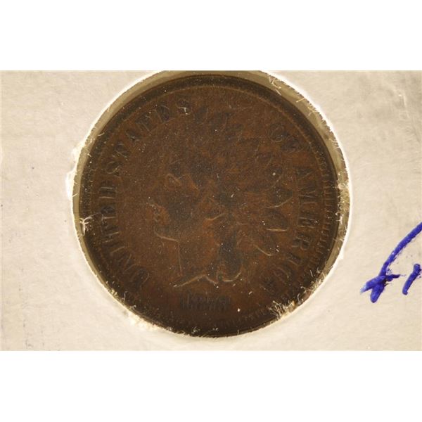 1873 CLOSED 3 INDIAN HEAD CENT VERY GOOD