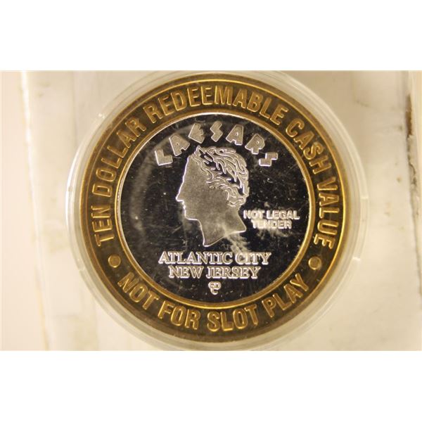 CASINO $10 SILVER TOKEN (UNC) CAESARS ATLANTIC