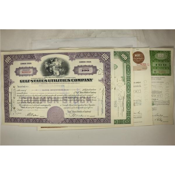 4 ASSORTED STOCK CERTIFICATES GULF STATES