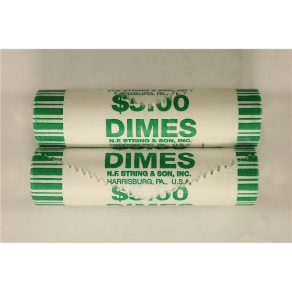2-$5 ROLLS OF 2009-D ROOSEVELT DIMES BRILLIANT UNC
