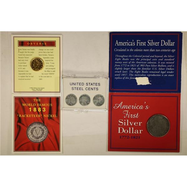 3 COIN SETS 1883 GOLD PLATED "RACKETEER" NICKEL,