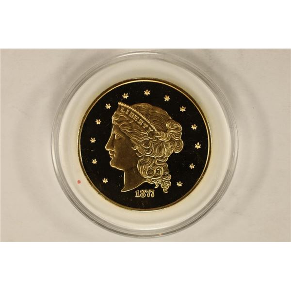 2'' GOLD PLATED REPLICA 1877 $50 "THICK PLANCHET"