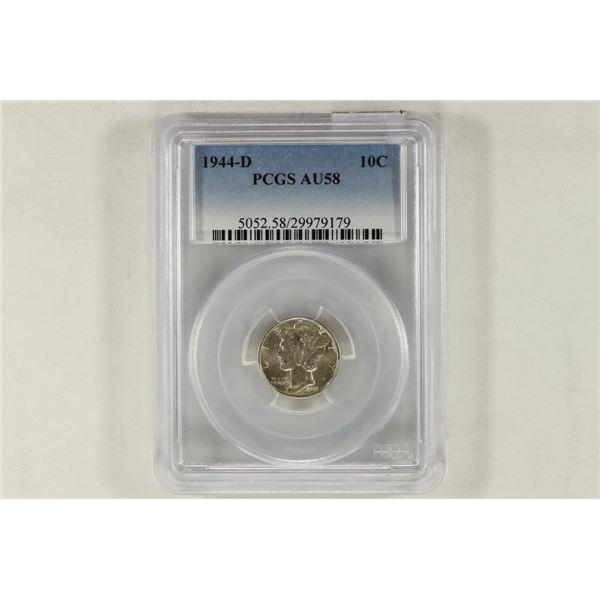 1944-D MERCURY DIME PCGS AU58