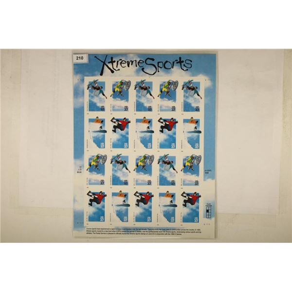 USPS SHEET OF 20 X .33 CENT XTREME SPORTS MINT