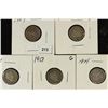 Image 1 : 1904, 1905, 1908-D, 1913 & 1914 BARBER DIMES