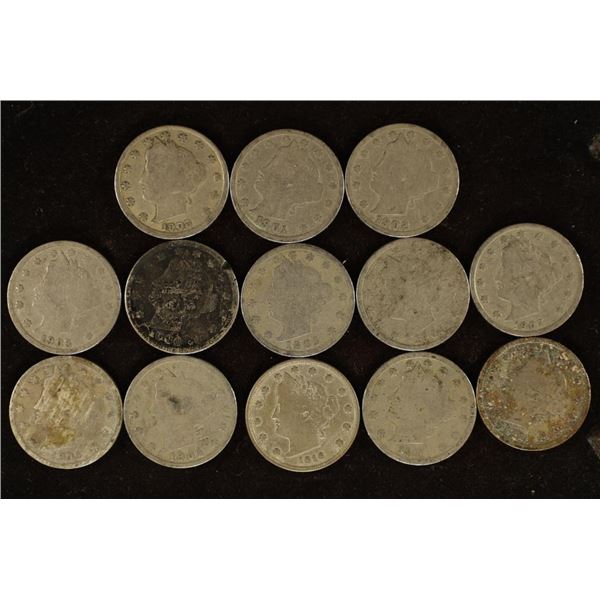 13-1900-1912 LIBERTY  V  NICKELS ALL DIFFERENT