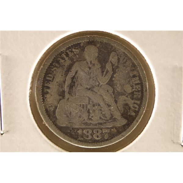 1887 SEATED LIBERTY DIME (FINE)+