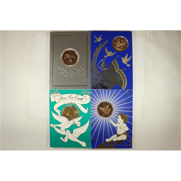 4-ASSORTED FRANKLIN MINT HOLIDAY CARDS WITH BRONZE
