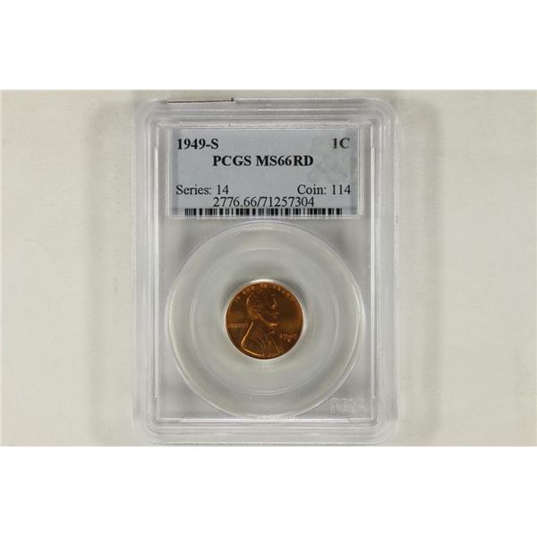 1949-S LINCOLN CENT PCGS MS66RD