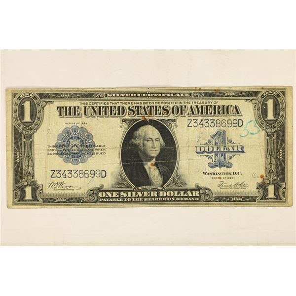 1923 LARGE SIZE $1 SILVER CERTIFICATE BLUE SEAL