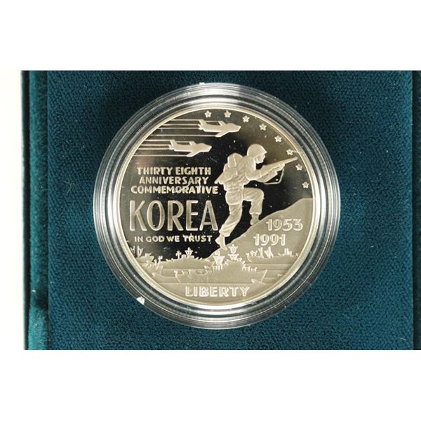 1991 KOREAN WAR MEMORIAL PROOF SILVER DOLLAR